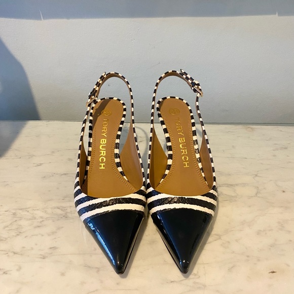 Tory Burch Penelope Cap Toe Slingback Pump Size 8 EUC - Picture 2 of 6